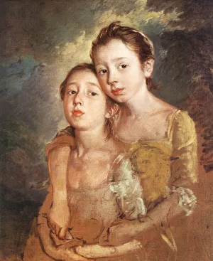 Artist's daughters with a cat by Thomas Gainsborough Oil Painting