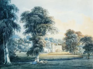 Chalfont House, Buckinghamshire, with a Shepherdess by Thomas Girtin Oil Painting