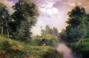 A Long Island River by Thomas Moran Oil Painting