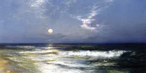 Moonlit Seascape by Thomas Moran Oil Painting