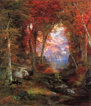 The Autumnal Woods also known as Under the Trees Oil painting by Thomas Moran