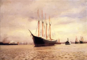 On the Delaware at Tacony by Thomas P Anshutz Oil Painting