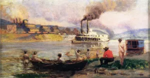 Steamboat on the Ohio by Thomas P Anshutz Oil Painting
