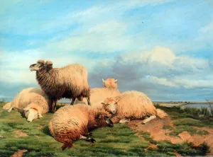 Landscape with Sheep by Thomas Sidney Cooper Oil Painting