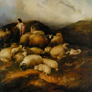 Peasants and Sheep by Thomas Sidney Cooper Oil Painting
