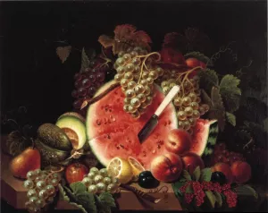 Still Life with Watermelon by Thomas Whightman Oil Painting