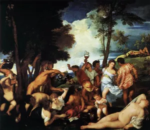 Bacchanal of the Andrians by Tiziano Vecellio Oil Painting