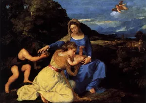 Madonna and Child with Saints by Tiziano Vecellio Oil Painting