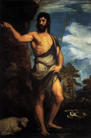 St John the Baptist in the Desert by Tiziano Vecellio Oil Painting