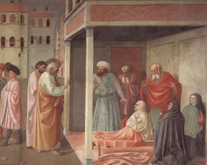 Healing of the Cripple and Raising of Tabatha Right View by Tommaso Masolino Oil Painting