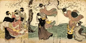 Flowers in the Wind Oil painting by Toyokuni Utagawa