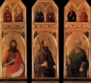 Three panels from the Santa Croce Altar by Ugolino Di Nerio Oil Painting