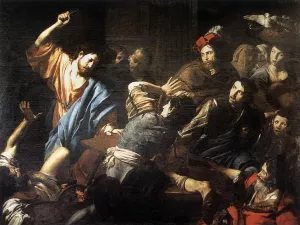 Christ Driving the Money Changers out of the Temple by Valentin De Boulogne Oil Painting