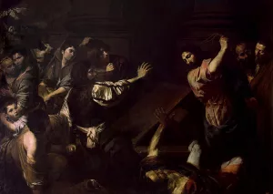 Expulsion of the Money-Changers from the Temple by Valentin De Boulogne Oil Painting
