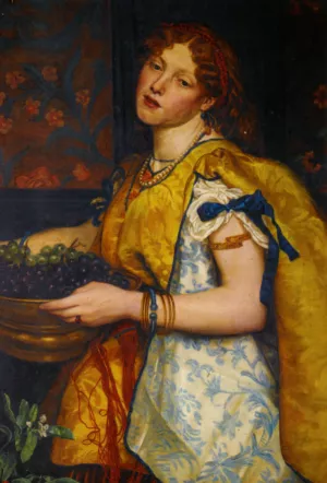 A Girl Carrying Grapes by Valentine Cameron Prinsep Oil Painting