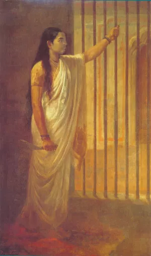 Lady in Prision by Raja Ravi Varma Oil Painting