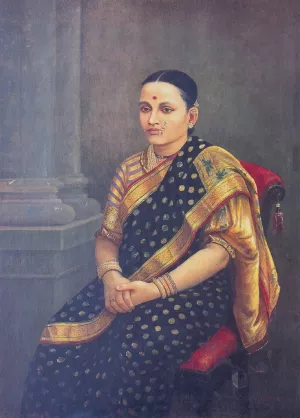 Portrait of Woman by Raja Ravi Varma Oil Painting