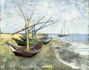 Fishing Boats on the Beach at Les Saintes-Maries-de-la-Mer Oil painting by Vincent van Gogh