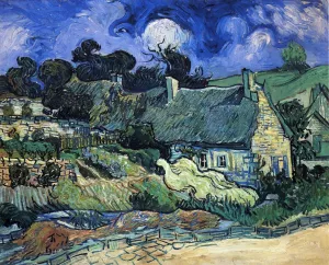 Houses with Thatched Roofs, Cordeville Oil painting by Vincent van Gogh