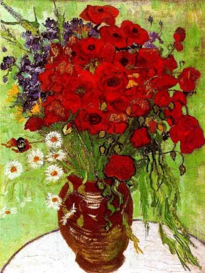 Vase with Daisies and Poppies by Vincent van Gogh Oil Painting