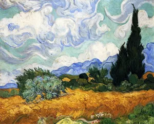 Wheatfield with Cypress Oil painting by Vincent van Gogh