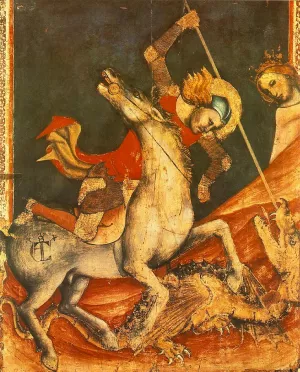 St George 's Battle with the Dragon by Vitale Da Bologna Oil Painting