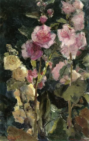 Study of Hollyhocks by Walter Gay Oil Painting
