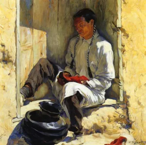 The Red Moccasins by Walter Ufer Oil Painting