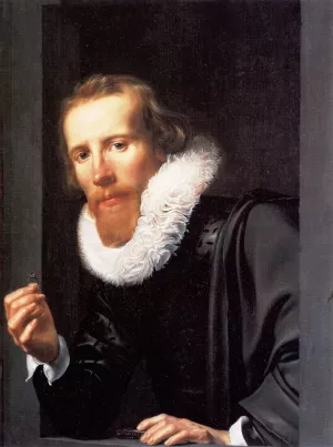 Portrait of a Man with a Ring by Werner Jacobsz Van Den Valckert Oil Painting