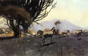 A Herd of Zebras Oil painting by Wilhelm Kuhnert