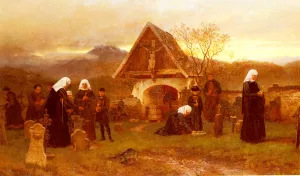 Am Allerseelentage Auf Dem Friedhofe Zu Egg Im Bregenzer Walde by Wilhelm Ludwig Riefstahl Oil Painting