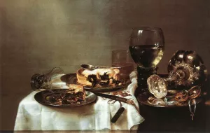 Breakfast Table with Blackberry Pie by Willem Claesz Heda Oil Painting