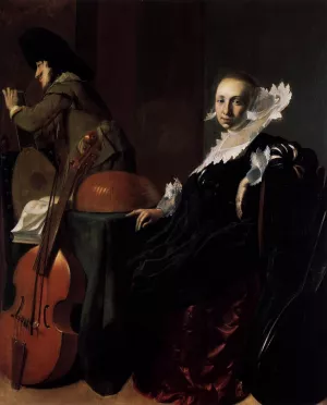 Music-Making Couple by Willem Cornelisz. Duyster Oil Painting