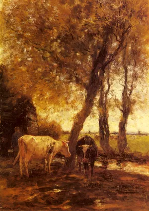 Cattle by a Stream by Willem Maris Oil Painting