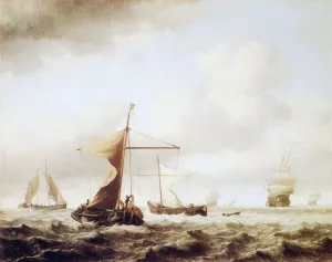 A Brisk Breeze by Willem Van De Velde The Younger Oil Painting