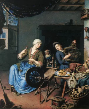 The Spinner by Willem Van Mieris Oil Painting