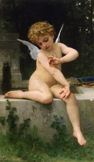 Cupid with Butterfly by William-Adolphe Bouguereau Oil Painting