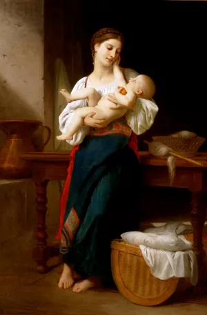 First Caresses by William-Adolphe Bouguereau Oil Painting