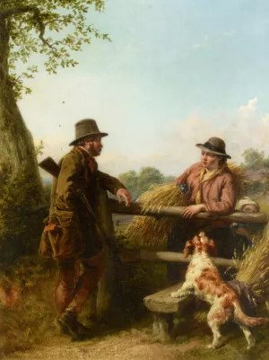 Country Conversation by William Bromley Oil Painting