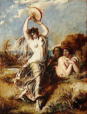 Bacchante Playing the Tambourine by William Etty Oil Painting