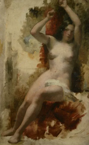 Study of a Seated Nude by William Etty Oil Painting