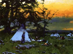 Indian Encampment, Montana by William Gilbert Gaul Oil Painting