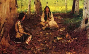 Smoking in the Calumet by William Gilbert Gaul Oil Painting