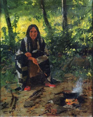 Tending the Fire by William Gilbert Gaul Oil Painting