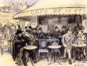 A Cafe de la Paix by William Glackens Oil Painting