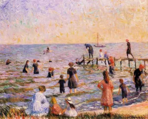 Bathing at Bellport, Long Island by William Glackens Oil Painting