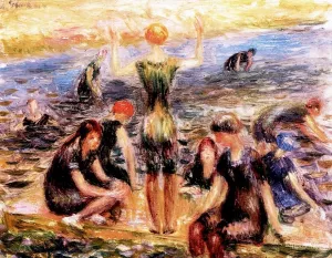 Beach Scene by William Glackens Oil Painting