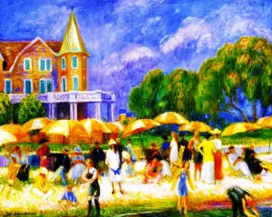 Beach Umbrellas at a Blue Point Oil painting by William Glackens