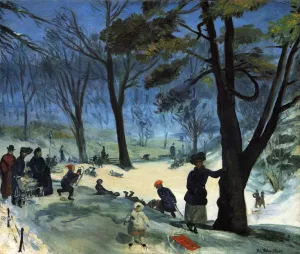 Central Park in Winter by William Glackens Oil Painting