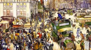 Christmas Shoppers, Madison Square by William Glackens Oil Painting